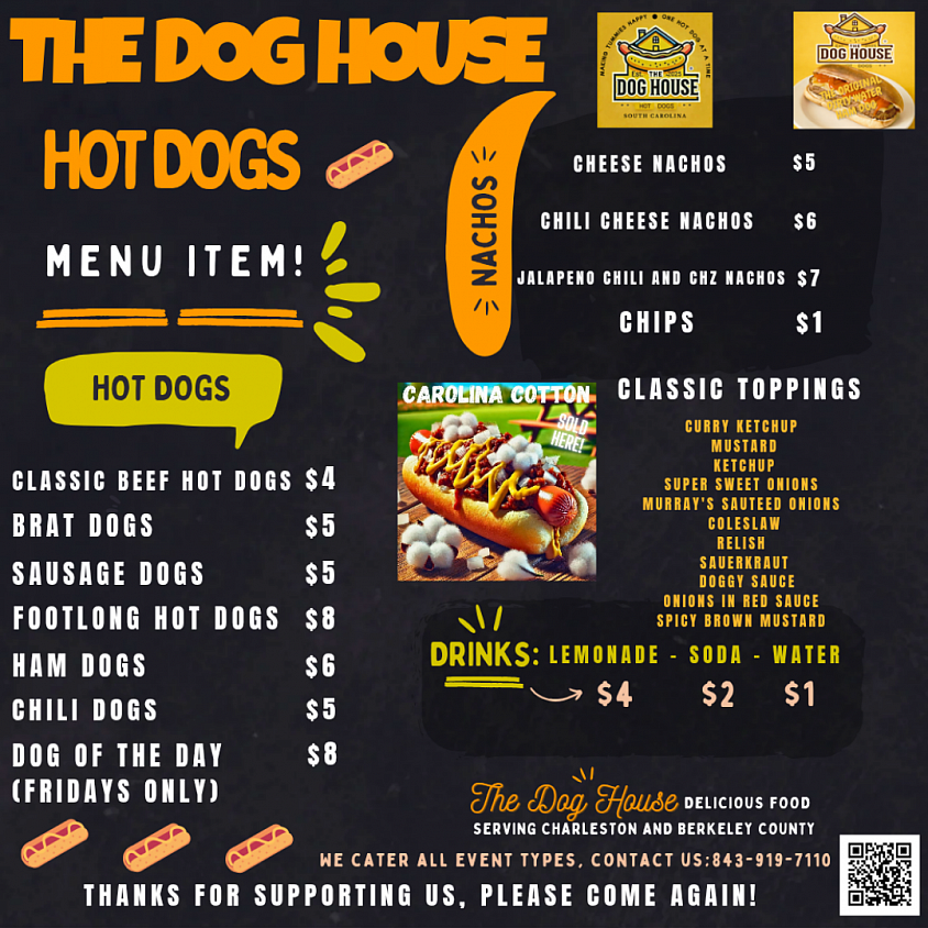 The Dog House Menu (scroll down to the bottom to order food)
