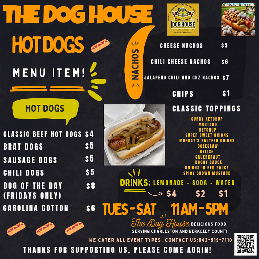 The Dog House Menu (scroll down to the bottom to order food)